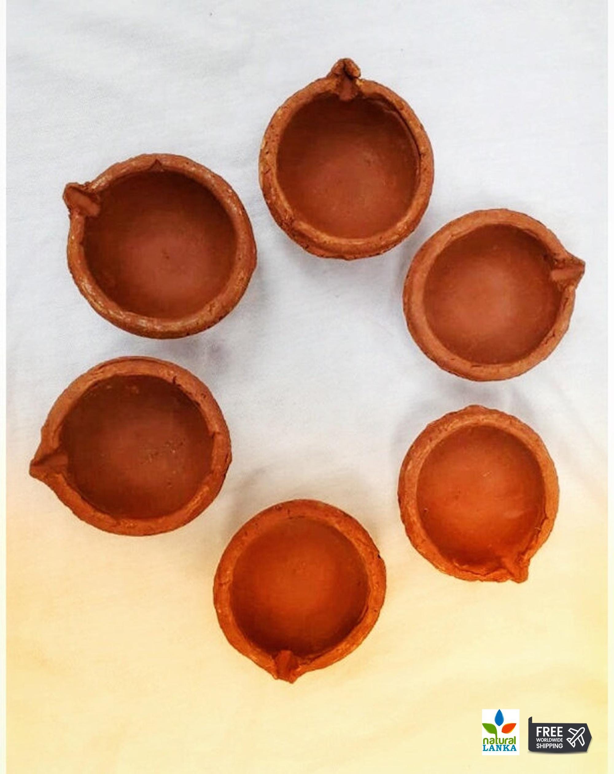 Handmade Clay Oil Lamps (Free Wicks)