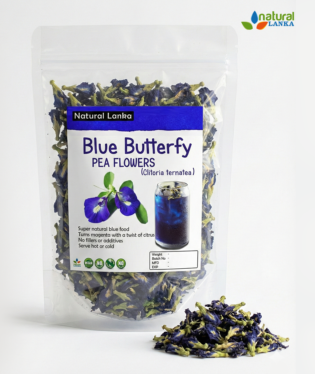 Organic Dried Butterfly Pea Flower Tea