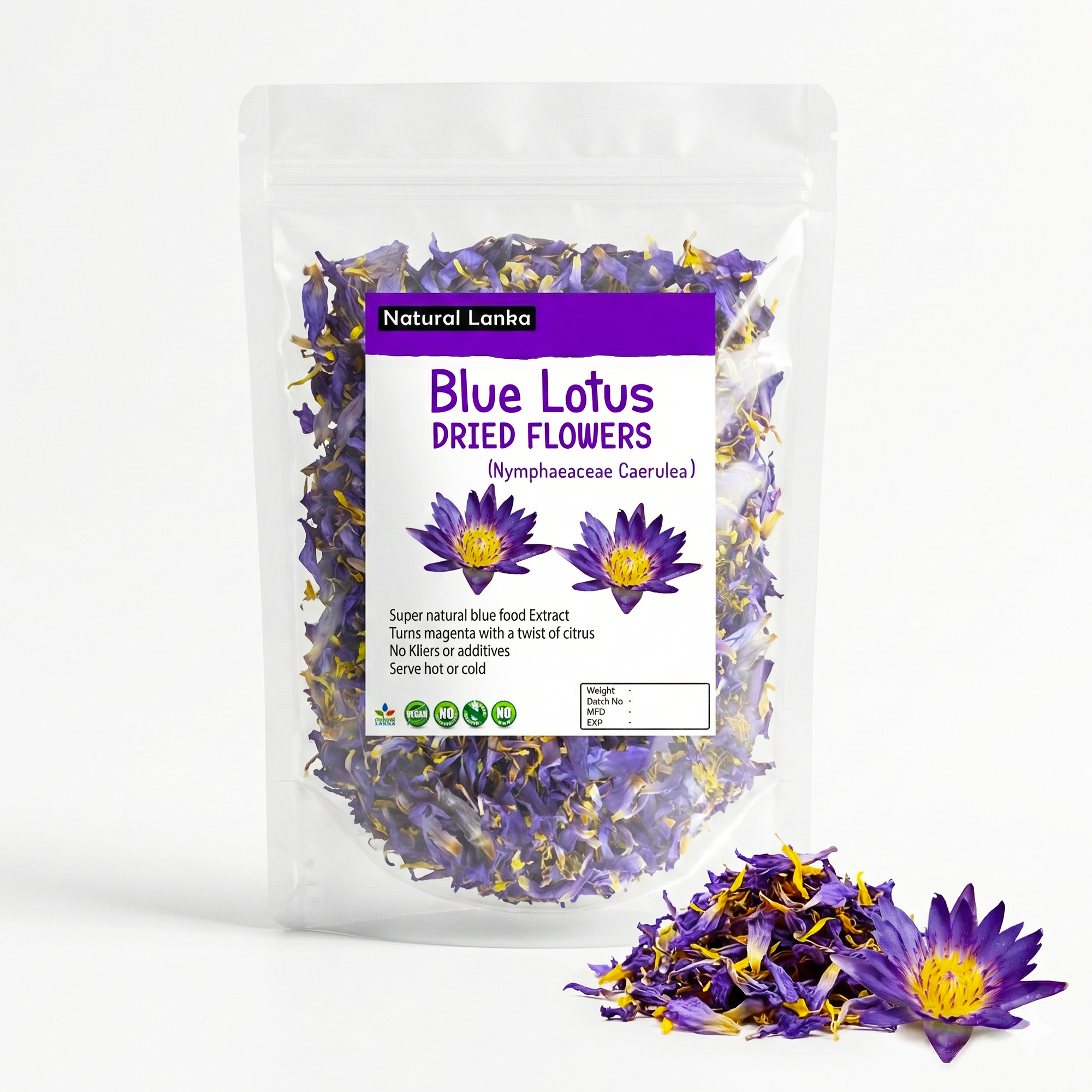 Blue Lotus Flowers  – Crushed