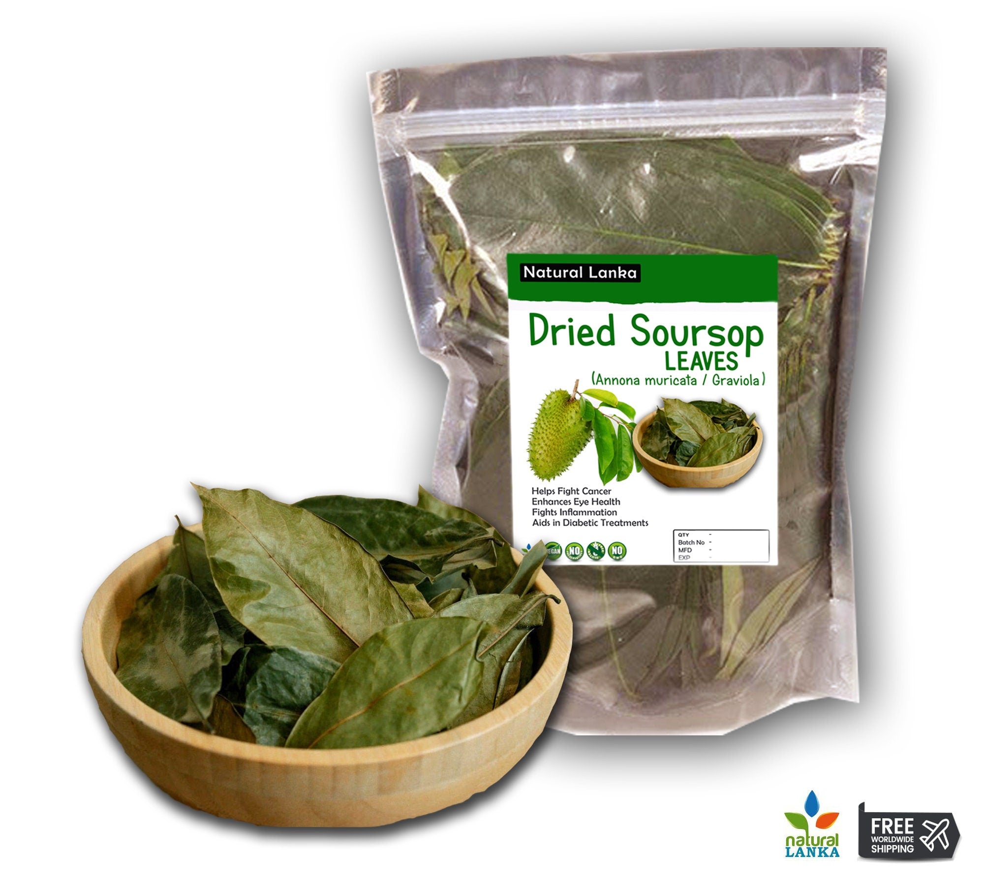 100% Organic Soursop Leaves | Dried Guanabana | Graviola | Annona Muricata Leaf | Guayabano herb
