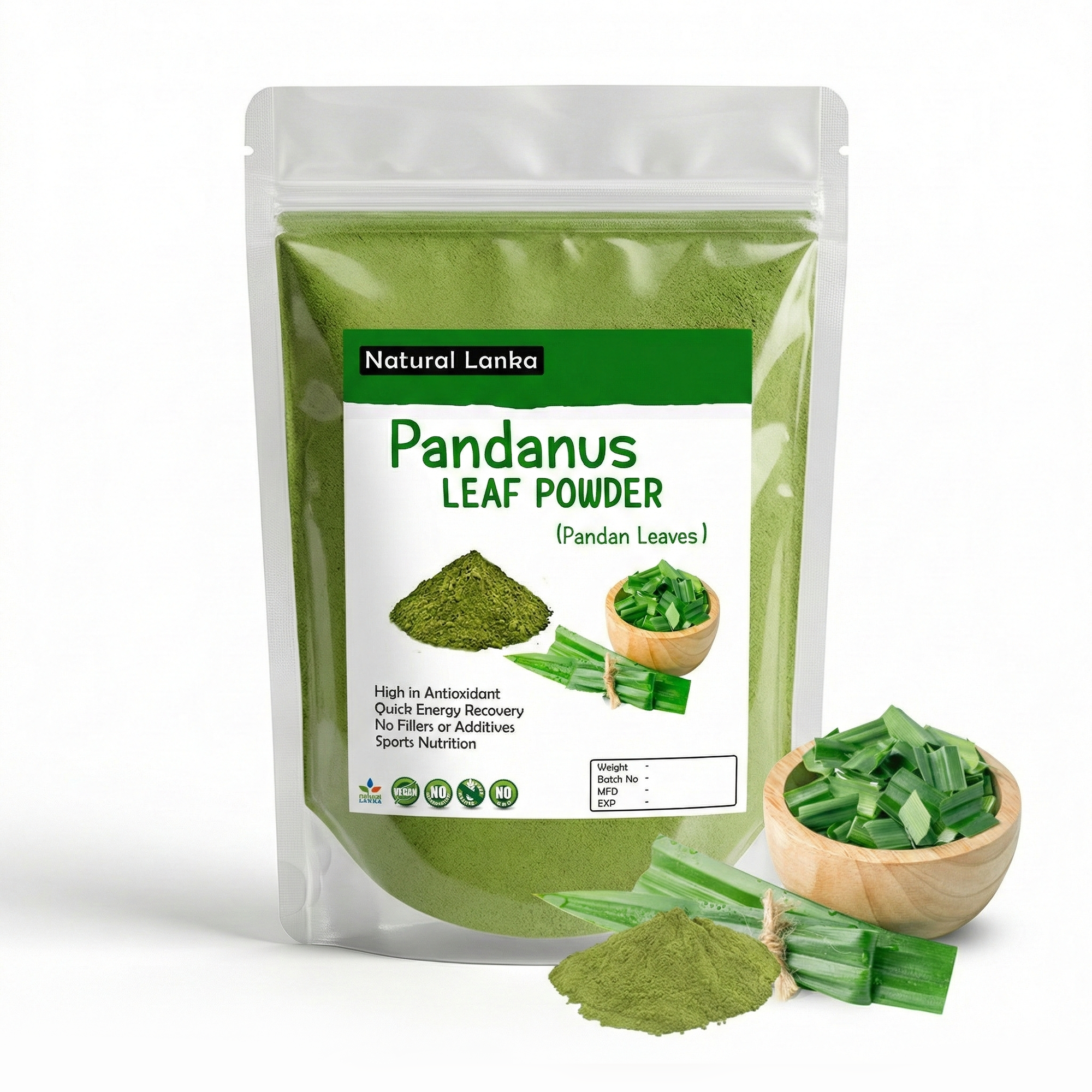 Organic Pandan leaves/leaf ground powder dehydrated pure natural premium quality